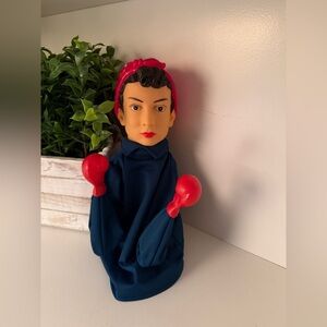 Archie McPhee “Rosie The Riveter” Punching Puppet w/ Red Gloves and Blue Outfit